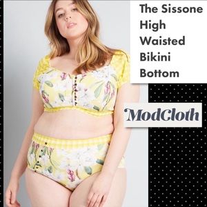 ModCloth Yellow Floral Sissone Bikini Size 3X/4X